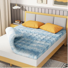 MOLPHIT 5-Zone Double Memory Foam Mattress Topper, Cooling Gel Mattress Topper with Airflow Channels, Double Size Topper for Body Pressure Relief, Double Size Mattress (200 x 140 x 7.5 cm)