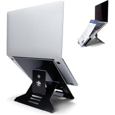 R-GO Riser Document, Laptop Stand with Document Holder, Adjustable Laptop Riser for Office or Home, Ultra Thin Aluminium, Compatible with Laptops (10-22 Inches), Black