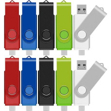 TEWENE USB C Stick 32 GB Pack of 10, USB Stick 2.0 for Phone and Pad, Memory Stick for Mobile Phones 2 in 1 (USB-C and USB-A), for Phone/Tablet/Android Phones and Computers