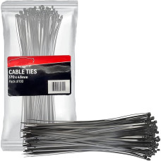 Xtremeauto Cable Ties, 100 Pack Heavy Duty Cable Ties, Nylon Cable Ties, Strong Self Locking Cable Ties, Perfect for Home, Garden, Office, Mechanics and DIY (370mm x 4.8mm, Black)