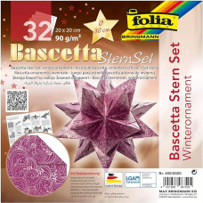 Folia Bascetta Star, Elegance Craft Set - Wildlife Black - 32 Sheets - 9.5 x 9.5 cm - Finished Size of the Paper Star Approx. 15 cm - Detailed Instructions (may not be in English) - 211/1010, 400/2020