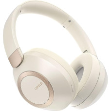 LORELEI B-C6 Wireless Over-Ear Headphones, 50H Playtime Foldable, Lightweight Bluetooth Headsets, Deep Bass, Built-in Microphone, Memory Foam Earmuffs for Travel (Beige White)