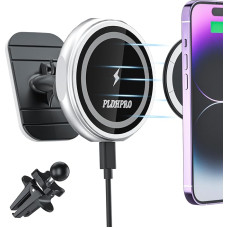 Compatible Magsafe Car Holder, PLDHPRO Wireless Car Charger Ventilation Clip Mobile Phone Holder Magnetic Wireless Car Phone Holder Quick Charger Car Charger for iPhone 14 / 13 / 12 / Pro/Pro Max/Mini