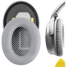 Geekria QuickFit Protein Leder Ersatz Ohrpolster für Bose QuietComfort QC45 QC35 QC35 ii QC35 ii Gaming SoundLink Around-Ear 2 Kopfhörer Ohrpolster Headset Ohrpolster Reparaturteile (Grau)