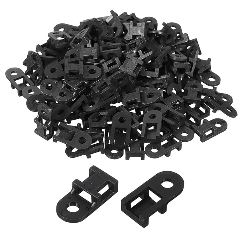 sourcing map Kabelbinder-Basis, Sattelbefestigung, Drahthalter, 20 x 9,7 x 5 mm, Drahtklammern, Organizer-Halter für elektronische Drähte, organisiert, Schwarz, 0,4 cm Durchmesser, 250 Stück