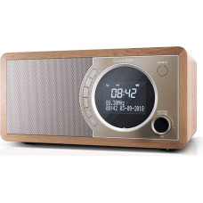 SHARP DR450 Digitalradio (DAB/DAB+/FM mit RDS, Bluetooth, Wecker-Funktionen, 6 Watt), braun