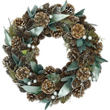 HEITMANN DECO - Wreath with Pine Cones and Leaves - Brown/Green - Approx. 35-35 cm