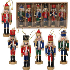 Dekohelden24 520240 Nutcracker Tree Decorations Set of 6 Approx. 13 cm Multi-Coloured