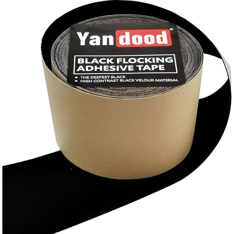 Yandood Black Flocked Tape 3 Inch x 10 Yards Projection Screen Felt Tape Border Ultra High Contrast Jet Black Felt Strips for Projector Screen Frame DIY