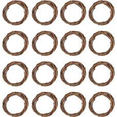 PATIKIL 3 Inch Rattan Wreath, 16 Pieces 0.59 Inch Wire OD Christmas Round Natural Vine Branch Wreath Garland Flower Ring Hoop for Door and Window Decorations, Brown