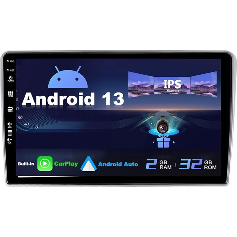 SXAUTO Android 13 IPS Car Radio Suitable for Toyota Avensis (2002-2008) - Built-in Carplay/Android Car - Reversing Camera Free - 2G + 32G - Steering Wheel Control WiFi DAB Fast Boot 4G BT - 2 DIN 9