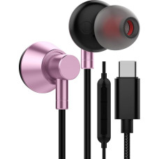 USB C Headphones, USB Type C Earphones, Stereo In-Ear Earbuds, Hi-Fi Digital Headsets with Microphone and Remote for Samsung Galaxy S21+ Ultra/S20 FE/OnePlus 9 Plus 9 Pro/9/8 T, Pink