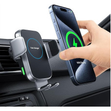 Hinyx Wireless Car Charger, Car Mobile Phone Holder with Charging Function, Automatic Induction, Qi 15W Fast Wireless Charger Car for iPhone 14/15/12 Pro Max/XS, Samsung S20/Note10, Huawei LG