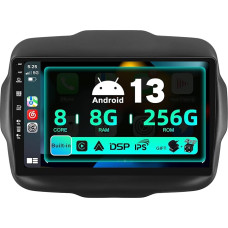 SXAUTO ¦ 8G+256G ¦ Android 12 IPS Car Radio for Jeep Renegade (2015-2018) - Built-in Carplay/Android Car/DSP - LED Camera + MIC - DAB Steering Wheel Control Fast Boot 360-CAM WiFi - 2 DIN 10.1 Inch