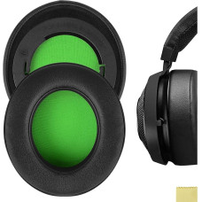 Geekria QuickFit Protein Leather Replacement Ear Pads for Razer Kraken Pro V2, 7.1 V2, 7.1 Chroma V2, Kraken Pro V2 Pewdiepie/Stormtrooper Edition Headphones Ear Pads, Ear Cups (Black/Green)