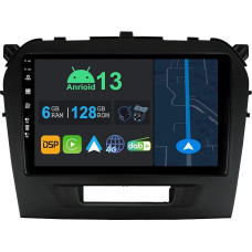 YUNTX 9 Inch Android 13 Car Radio with Sat Nav for Suzuki Vitara 2014-2020 | Octa Core | 6GB 128GB | Built-in 4G LTE | CarPlay & Android Car | DSP | DAB | QLED | Dual Band WiFi | Bluetooth 5.0