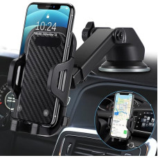 Cvozo Mobile Phone Holder Car 3 in 1 Ventilation and Suction Cup Mobile Phone Holder for Car Silicone Protection Universal Car Mobile Phone Holder 360° Rotatable Flexible for All Mobile Phones