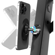 NEWZEROL Improved Magnetic Mobile Phone Holder for Gym/Car, Compatible with Mag-Safe, Dual Magnet with Strong Magnet, Simple and Secure for Any Mobile Phone for Videos and Selfies - Black