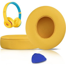 SoloWIT® Professional Replacement Ear Pads for Beats Solo 2 & Solo 3 Wireless On-Ear Headphones with Soft Protein Leather, Strong Adhesive Tape