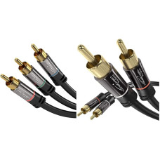 KabelDirekt 2m - RCA Component Cable RGB/YUV Black & - 2m - RCA Cable 2 RCA to 2 RCA Stereo Audio Cable (Coax Cable, RCA Male/Male, Analog or Digital, Black)