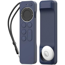 AHASTYLE Remote Control Case for Apple TV Siri Remote Control 4K 2021 with AirTag Holder, AirTag Not Included, Full Protection Silicone Remote Case for Apple TV 4K 2021 and AirTag (Midnight Blue)