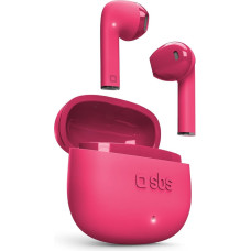 SBS TWS ONE Colour Earphones with Charging Case, Touch Controls and Integrated Microphone, Voice Assistant, Up to 3 Hours of Listening Time, Includes USB-C Charging Cable, Pink