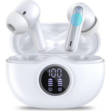 Bluetooth Headphones, Wireless Bluetooth 5.3 In-Ear Headphones with 4 Microphones, Noise Cancelling Earphones, HiFi Stereo Deep Bass, 50 Hours Playtime, Wireless Headphones with LED Display, USB-C