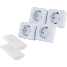 CHACON Set of 4 mini plug on/off 3000 W + 2 remote control with 4 channels (SCH-type F), blank, uniek