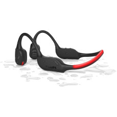 Philips TAA7607BK/00 Kabelloser Open-Ear-Sportkopfhörer, Spritzwasser- und Schweißschutz gemäß IP66 und bis zu 9 Stunden Wiedergabezeit, LED-Sicherheitsleuchten, Schwarz