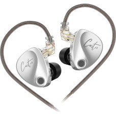 KZ Castor In Ear Monitor, Dual Dynamic Driver, Wired IEM Earbuds, HiFi In Ear Headphones, Sound Tuning, Noise Isolating IEM, Removable 2 Pin Cable (Silver, No Micro)