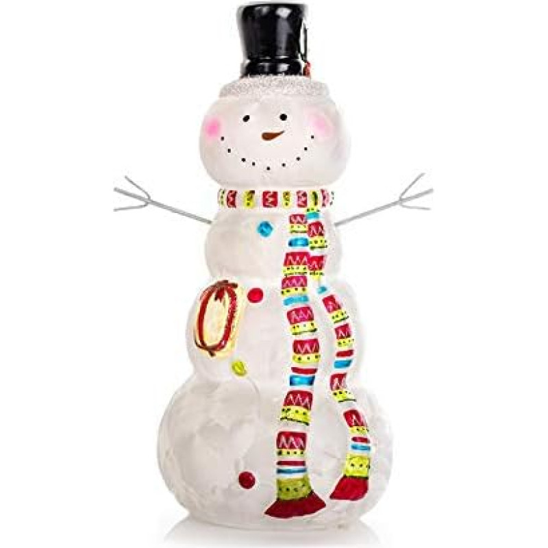 EUROCINSA Snowman glass white matt with red and green scarf without batteries 12 x 25 cm, set of 4, one size fits all.