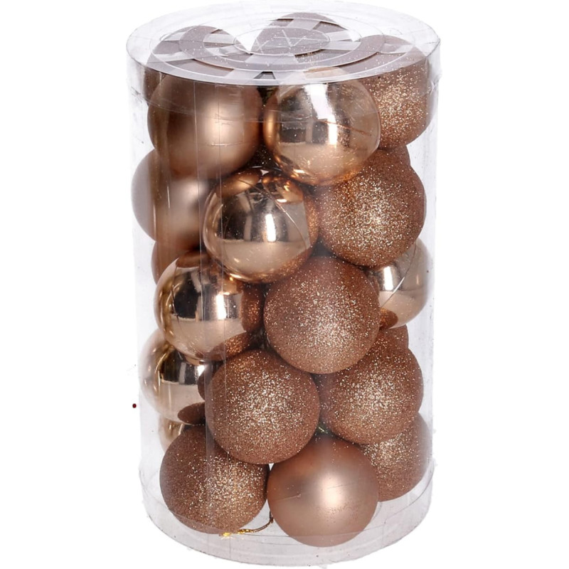 Pack of 25 Christmas Baubles Plastic Copper Hanging Baubles for Tree Decoration 6cm Diameter