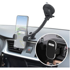 Wicked Chili Extra Long Car Mobile Phone Holder with Gooseneck for Car, Truck, Van, Universal, Compatible with iPhone 15 14 13, Samsung Galaxy, Pixel, Vibration-Free (2-in-1 with Fan Mount)