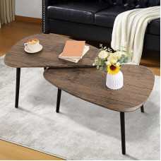 WDSHIYYI WDSHIYI Nesting kavos staliukas, 2 vnt., modernus minimalistinis šoninis staliukas svetainei, balkonui, rudos spalvos