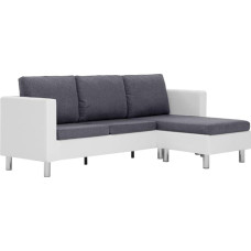 vidaXL sofa 3 sėdimos vietos, minkšta sofa gyvenamajam kambariui, svetainės sofa su 3 atlošo pagalvėlėmis, 3 sėdynių pagalvėlės, sofa iš audinio, kampinė sofa, balta dirbtinė oda