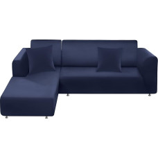 BT.WA Kanapės užvalkalas L formos sofos užvalkalas 2 dalių minkštas elastingas baldų apsauginis užvalkalas sofos užvalkalas su 2 pagalvių užvalkalais (sofa, 3 vietos + 3 vietos, tamsiai mėlyna)