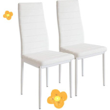 Set of 2 Chairs Loud Faux Leather Dining Chairs Padded Seat and Back Dining Chair Set SGS Approved (White)