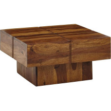 FineBuy Sheesham kavos staliukas 57,5 x 57,5 x 30 cm medžio masyvo sofos staliukas Kvadratinio dizaino svetainės staliukas Kavos staliukas Kietas mažas staliukas Svetainė Modernus