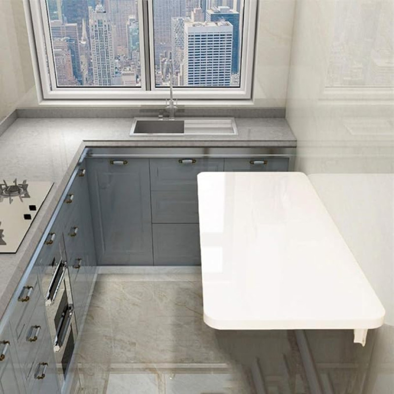 An der Wand montierter Tisch, multifunktionaler Schreibtisch, klappbarer Küchen-Esstisch, schwebende Stehtische, hängender Computertisch, Garagen-Werkbank, 40-120 cm, mit Zubehör (50 x 50 c