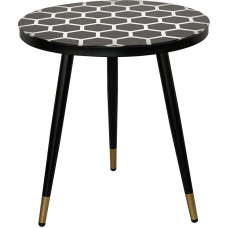 Modernus mažas juodas apvalus LED staliukas, šaunus futuristinis juokingas kavos baro staliukas, mažas lovos staliukas, unikalus mažas akcentinis staliukas