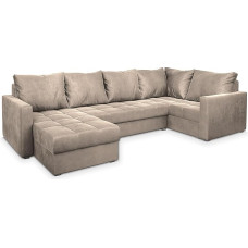 Masseno Lorivo R-S Corner Sofa with Sleep Function, U-Shape, Sofa with Bed Box, Living Room Sofa, Couch, Soffa, Sofa Bed, Couch Set, Beige, Paros 02