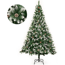 Gigalumi 1.8 m Artificial Christmas Tree with Snow and Real Pine Cones, Fireproof Christmas Tree, includes Christmas Tree Stand