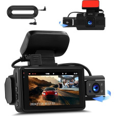 GOHHDL 1080P priekinė ir vidinė 1080P prietaisų kameros, 3 colių dviguba automobilio kamera su infraraudonųjų spindulių naktinio matymo funkcija, įrašymo kilpa, 24 val. parkavimo stebėjimo funkcija, judesio aptikimo funkcija