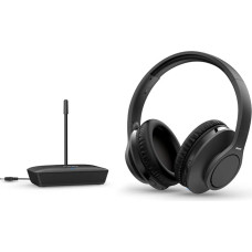 Philips Audio TAH6005BK/10 Over-Ear TV Headphones Wireless (100 m Range, 18 Hours Playback Time, 30 mm Neodymium Driver, Passive Noise Isolation, Adjustable Headband), Black, One Size