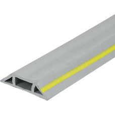 tiekimo žemėlapis 2,4 m Boden-Kabelabdeckung, PVC-Kabelschutz, 1,4 cm B x 0,7 cm H, Kabelmanagement, grau-gelbe Linie
