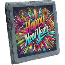 Slco-ds24-hnyrg Untersetzer aus Schiefer, Motiv 