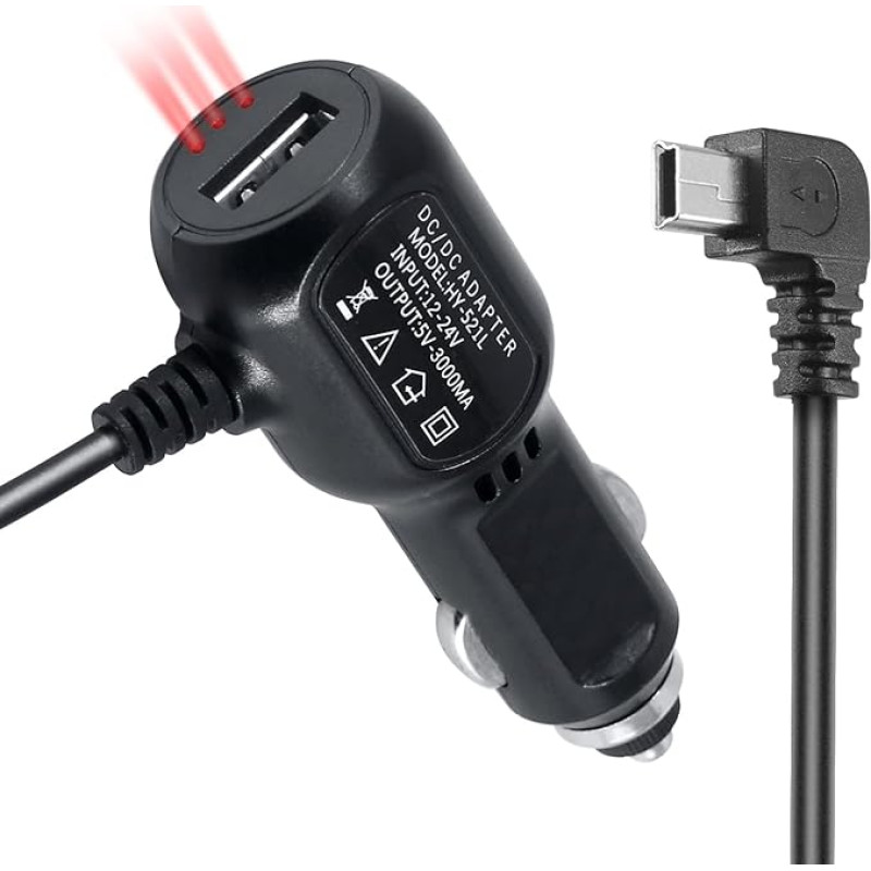 ERIDAX cigarečių žiebtuvėlio USB adapteris, automobilinis įkroviklis, 12/24V, 5V-3000MA, 3,5 m