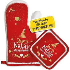 evenue Handschuh und Topflappen - Frohe Weihnachten und ein gutes neues Jahr! - Zweifarbig, Polyester, Küchenzubehör, Küchenhandschuhe, Topflappen, 2970825031