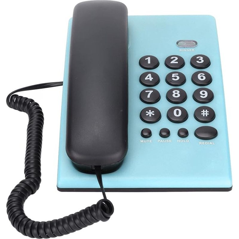 cigemay KX-T504 fiksuotojo ryšio telefonai, daugiafunkcinis laidinis telefonas be baterijos su pauzės/išjungimo/laikymo/peradresavimo funkcija, skirtas biurui, viešbučiui, svetainei (mėlynas)