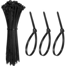 YELARXI Kabelbinder aus Kunststoff, selbstsichernd, mit Edelstahl-Zahnverriegelung, 15,2 cm, passend für Zuhause, Garten, Büro, Werkstatt, Reisen, 100 Stück, Schwarz